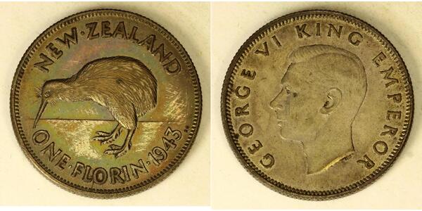 1 Florin 新西兰 銀 乔治六世 (1895-1952)