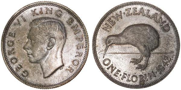 1 Florin 新西兰 銀 乔治六世 (1895-1952)