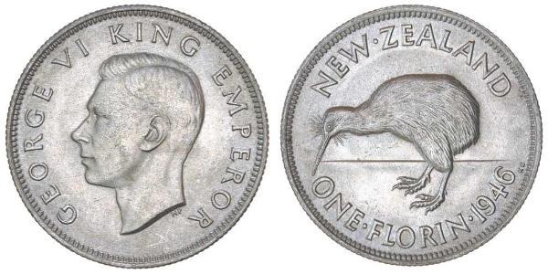 1 Florin 新西兰 銀 乔治六世 (1895-1952)