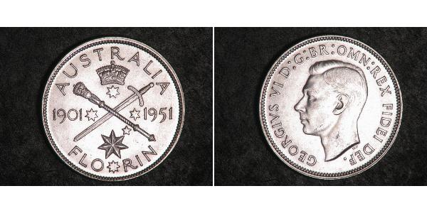 1 Florin 澳大利亚 銀 乔治六世 (1895-1952)