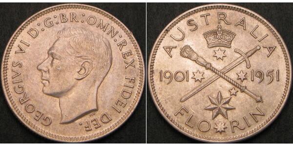 1 Florin 澳大利亚 銀 乔治六世 (1895-1952)