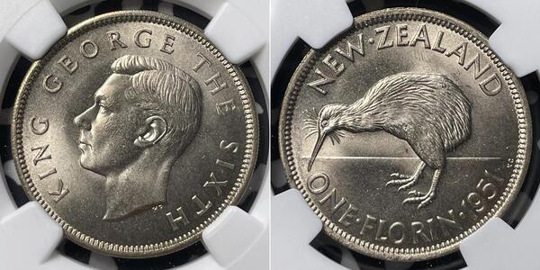 1 Florin 新西兰 銅/镍 乔治六世 (1895-1952)