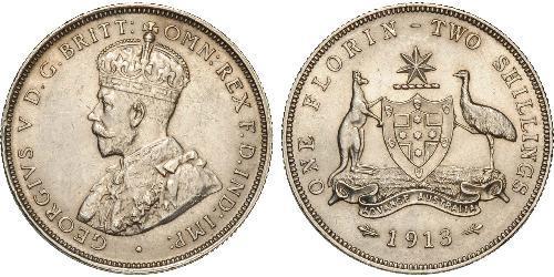 1 Florin / 2 Shilling Australia (1788 - 1939) Argento Giorgio V (1865-1936)