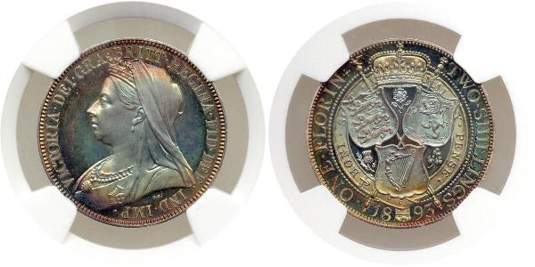 1 Florin / 2 Shilling Regno Unito di Gran Bretagna e Irlanda (1801-1922) Argento Vittoria (1819 - 1901)