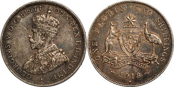 1 Florin / 2 Shilling Australien (1788 - 1939) Silber George V (1865-1936)