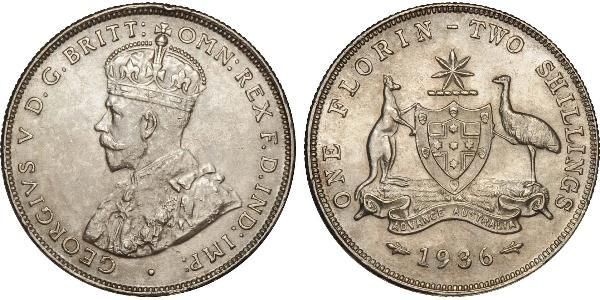 1 Florin / 2 Shilling Australia (1788 - 1939) Silver George V of the United Kingdom (1865-1936)