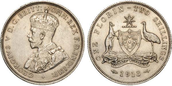 1 Florin / 2 Shilling Australia (1788 - 1939) Silver George V of the United Kingdom (1865-1936)