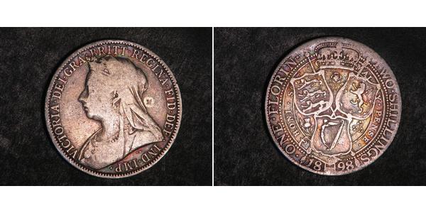 1 Florin / 2 Shilling 大不列颠及爱尔兰联合王国 (1801 - 1922) 銀 维多利亚 (英国君主)
