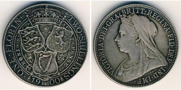 1 Florin / 2 Shilling 大不列颠及爱尔兰联合王国 (1801 - 1922) 銀 维多利亚 (英国君主)