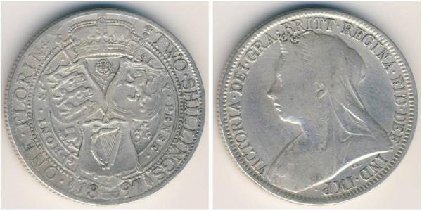 1 Florin / 2 Shilling 大不列颠及爱尔兰联合王国 (1801 - 1922) 銀 维多利亚 (英国君主)