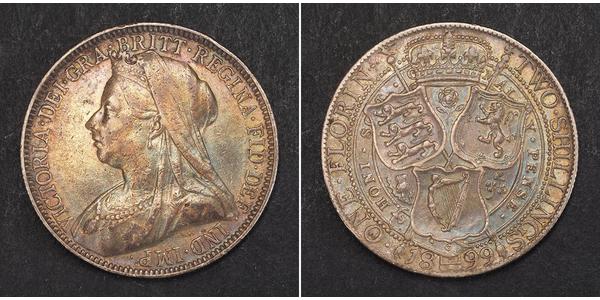 1 Florin / 2 Shilling 大不列颠及爱尔兰联合王国 (1801 - 1922) 銀 维多利亚 (英国君主)