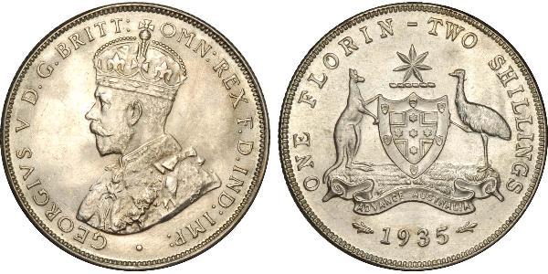 1 Florin / 2 Shilling 澳大利亚 銀 乔治五世  (1865-1936)