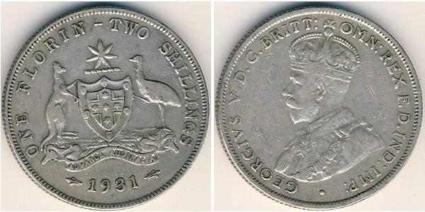 1 Florin / 2 Shilling 澳大利亚 銀 乔治五世  (1865-1936)