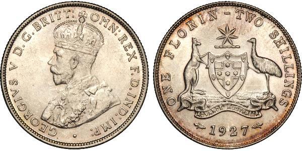 1 Florin / 2 Shilling 澳大利亚 銀 乔治五世  (1865-1936)