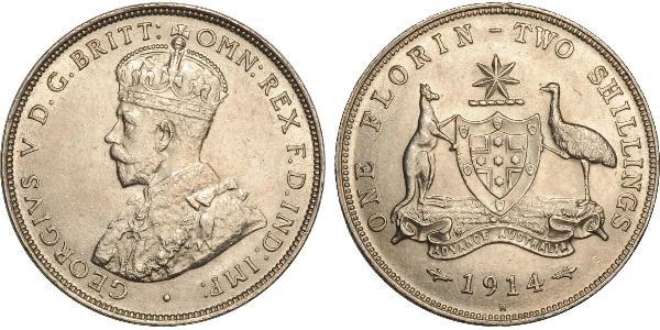 1 Florin / 2 Shilling 澳大利亚 銀 乔治五世  (1865-1936)