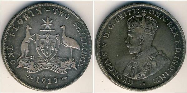 1 Florin / 2 Shilling 澳大利亚 銀 乔治五世  (1865-1936)