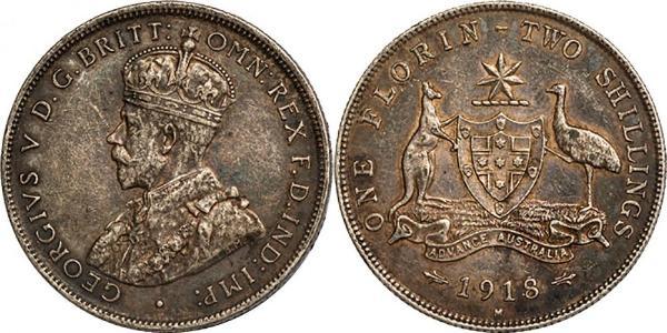 1 Florin / 2 Shilling 澳大利亚 銀 乔治五世  (1865-1936)