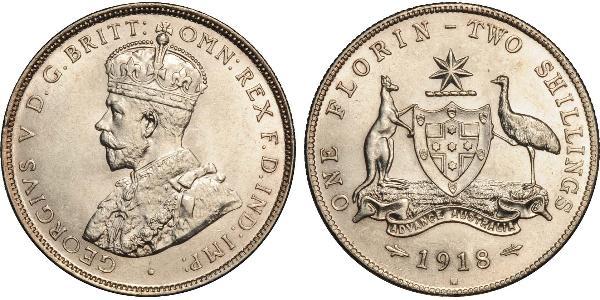 1 Florin / 2 Shilling 澳大利亚 銀 乔治五世  (1865-1936)