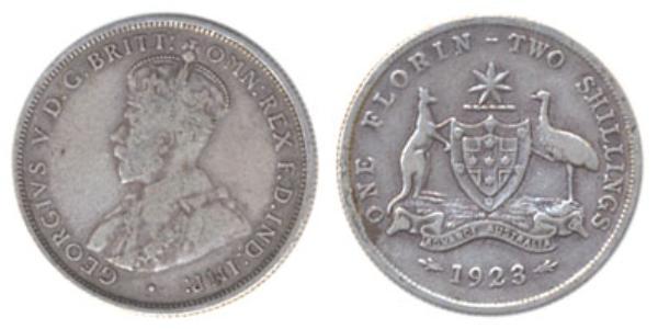 1 Florin / 2 Shilling 澳大利亚 銀 乔治五世  (1865-1936)