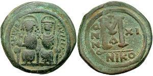 1 Follis Imperio bizantino (330-1453) Bronce Justino II (520-578)