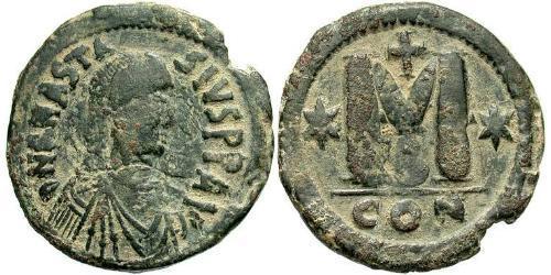 1 Follis Imperio bizantino (330-1453) Bronce Anastasio I (430-518)