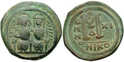 1 Follis Imperio bizantino (330-1453) Bronce Justino II (520-578)