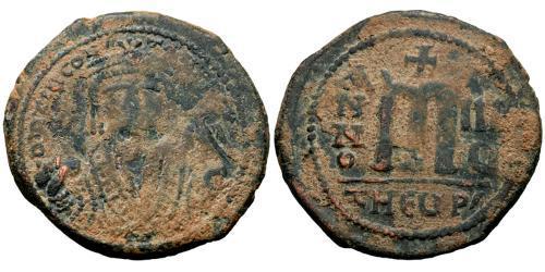 1 Follis Imperio bizantino (330-1453) Bronce Mauricio Tiberio (539-602)