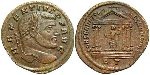1 Follis Imperio romano de Occidente (285-476) Bronce Majencio (278-312)