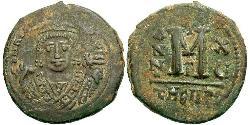 1 Follis Byzantine Empire (330-1453) Bronze Maurice Tiberius (539-602)