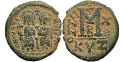 1 Follis Byzantine Empire (330-1453) Bronze Justin II (520-578)