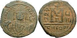 1 Follis Byzantine Empire (330-1453) Bronze Maurice Tiberius (539-602)