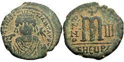 1 Follis Byzantine Empire (330-1453) Bronze Maurice Tiberius (539-602)