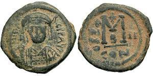 1 Follis Byzantine Empire (330-1453) Bronze Maurice Tiberius (539-602)