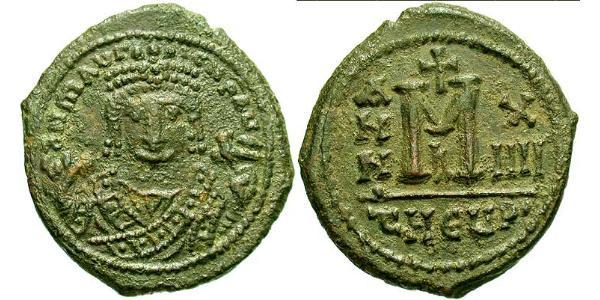 1 Follis Byzantine Empire (330-1453) Bronze Maurice Tiberius (539-602)