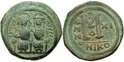 1 Follis Byzantinisches Reich (330-1453) Bronze Justin II (520-578)