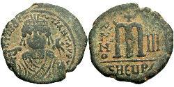 1 Follis 拜占庭帝国 青铜 Maurice Tiberius (539-602)