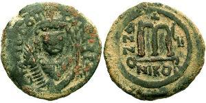 1 Follis 拜占庭帝国 青铜 Tiberius II (535-582)