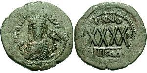 1 Follis 拜占庭帝国 青铜 Phocas(?-610)