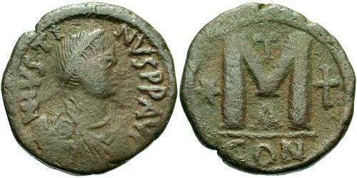 1 Follis 拜占庭帝国 青铜 查士丁一世