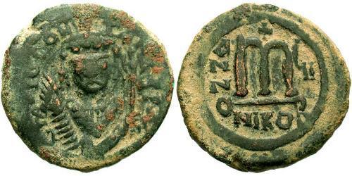 1 Follis 拜占庭帝国 青铜 Tiberius II (535-582)