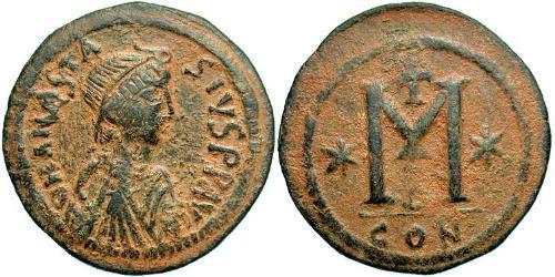 1 Follis 拜占庭帝国 青铜 阿纳斯塔修斯一世