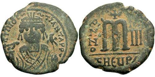 1 Follis 拜占庭帝国 青铜 Maurice Tiberius (539-602)
