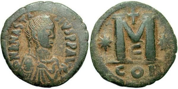 1 Follis 拜占庭帝国 青铜 阿纳斯塔修斯一世