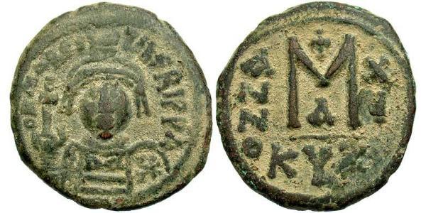 1 Follis 拜占庭帝国 青铜 Maurice Tiberius (539-602)