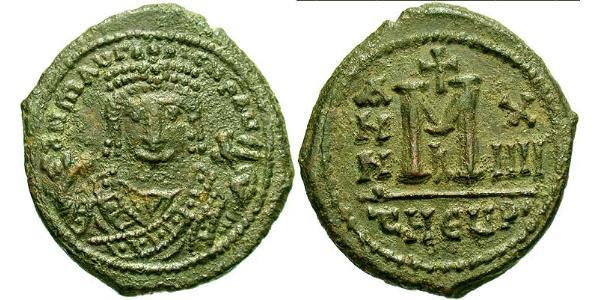 1 Follis 拜占庭帝国 青铜 Maurice Tiberius (539-602)