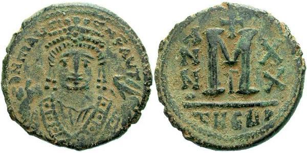 1 Follis 拜占庭帝国 青铜 Maurice Tiberius (539-602)