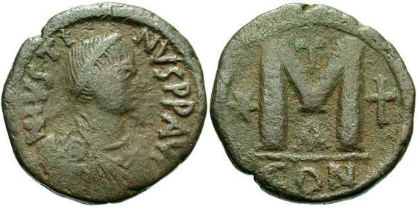 1 Follis 拜占庭帝国 青铜 查士丁一世