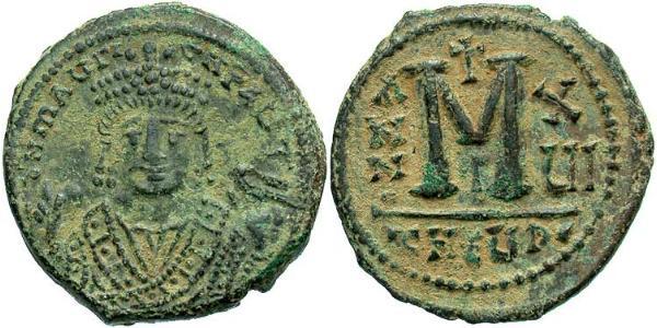 1 Follis 拜占庭帝国 青铜 Maurice Tiberius (539-602)