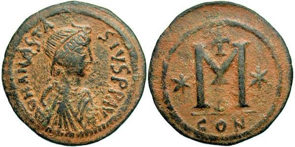 1 Follis 拜占庭帝国 青铜 阿纳斯塔修斯一世