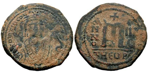 1 Follis 拜占庭帝国 青铜 Maurice Tiberius (539-602)